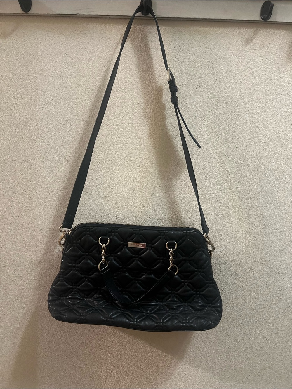 kate spade Black Quilted Crossbody with Gold Hardware and dust bag - Picture 2 of 11